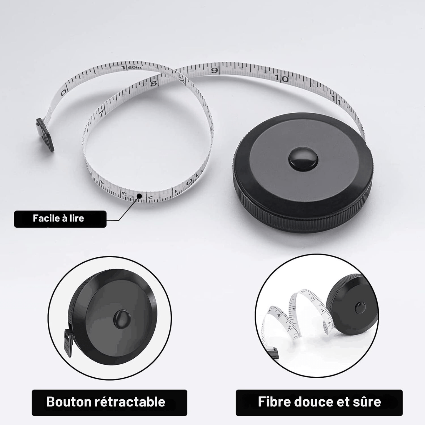 Mètre Ruban - TapeMini™ - Noir & Blanc - Outils du Bricoleur
