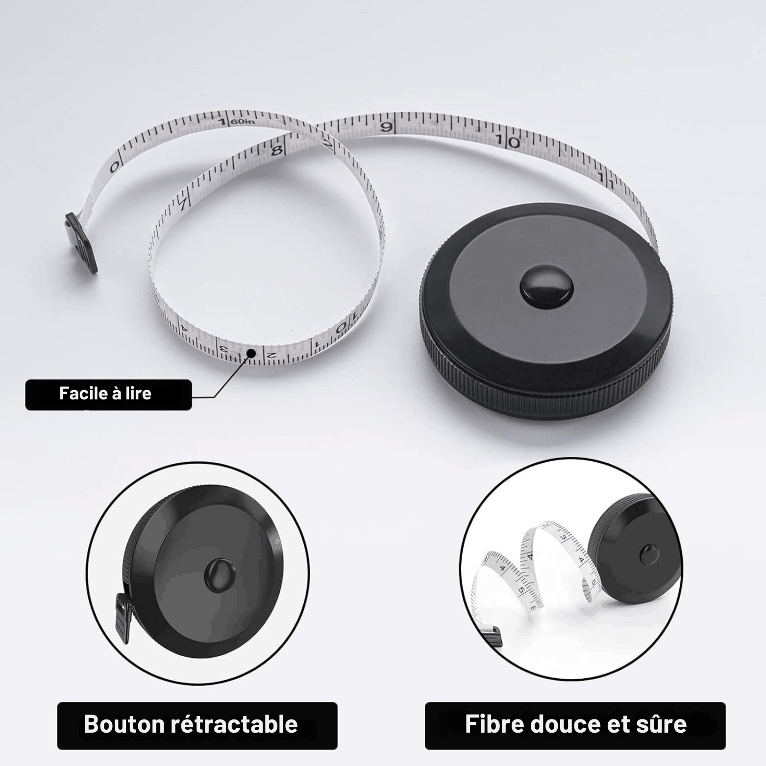 Mètre Ruban - TapeMini™ - Noir & Blanc - Outils du Bricoleur